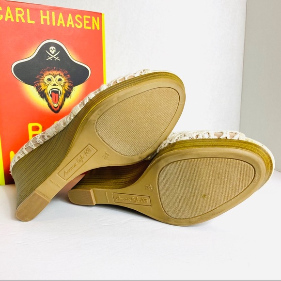 American Eagle Cream Lace Open Toe Wedges Size 7.5 - Picture 4 of 4